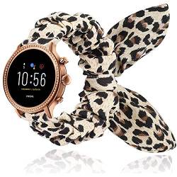 Giaogor Armband Kompatibel mit Fossil Damen Gen 5E, weiche niedlichen Bogenknoten Haargummis Uhrenarmband für Fossil Damen Touchscreen Smartwatch 5E (Leopard) von Giaogor