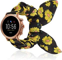 Giaogor Armband Kompatibel mit Fossil Damen Gen 5E, weiche niedlichen Bogenknoten Haargummis Uhrenarmband für Fossil Damen Touchscreen Smartwatch 5E (Sonnenblume) von Giaogor