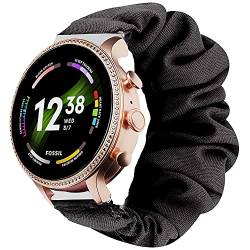 Giaogor Armband Kompatibel mit Fossil GEN 6 Smartwatch, weiche Haargummis Uhrenarmband für Fossil GEN 6 42mm/ 44mm Smartwatch (Schwarz, 42mm) von Giaogor