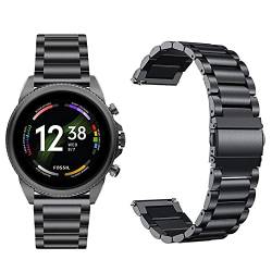 Giaogor Armband Kompatibel mit Fossil Gen 6 Smartwatch, Classic Edelstahl Uhrenarmband für Fossil Gen 6 42mm/ 44mm Smartwatch (Schwarz, 44mm herren) von Giaogor