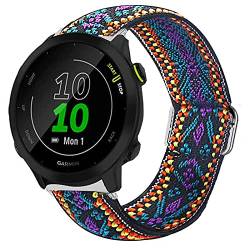 Giaogor Armband Kompatibel mit Garmin Forerunner 55, Einstellbar Stoff Armbänder, Weich und Dehnbar Elastizität Ersatzband für Garmin Forerunner 55 Smartwatch (Lila Blume) von Giaogor