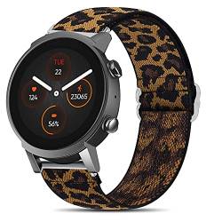 Giaogor Armband Kompatibel mit Ticwatch E3, Einstellbar Stoff Armbänder, Weich und Dehnbar Elastizität Ersatzband für Ticwatch E3 Smartwatch (Leopard) von Giaogor