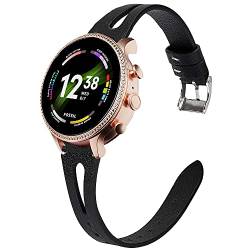 LvBu Armband Kompatibel mit Fossil Gen 6 damen, Quick Release Leder Classic Ersatz Uhrenarmband für für Fossil Gen 6 42mmSmartwatch (Schwarz) von Giaogor