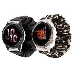 LvBu Armband Kompatibel mit Garmin Venu 2S, weiche Haargummis Uhrenarmband für Garmin Venu 2S Smartwatch (schwarz+Leopard) von Giaogor