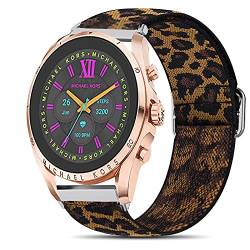 MK gen 6 Bradshaw 2021 Armband, Giaogor Einstellbar Stoff Armbänder, Weich und Dehnbar Elastizität Ersatzband für Michael Kors Gen 6 Bradshaw Smartwatch (Leopard) von Giaogor