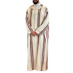 Gestreiftes langärmeliges lässiges abaya-Muslimisches Kleid, marokkanisches Ramadan-Kleid, Hemd für Herren von Gienergy