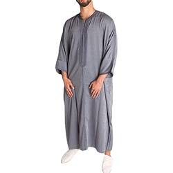 Muslimische Männer Jubba Thobe Islamische Kleidung Kleid Abayas Lange Robe Saudi Musulman Abaya Marokkanischer Kaftan Islam Dubai Arab Dressing Grau L von Gienergy