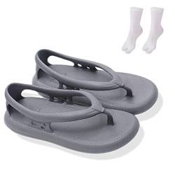 Gienslru Bazuo Sandalen, rutschfeste Flip-Flops, Unisex-Sommerstrand, EVA-Sandalen mit dickem Boden (grau, adult, women, numeric_42, numeric_range, eu_footwear_size_system, numeric_43, wide) von Gienslru