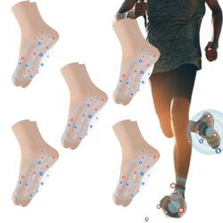 Gienslru Tourmaline Ionic Body Shaping Stretch Socks, Tourmaline Socken, Tourmaline Socks, Foot Massage Sock, Thin Non-Slip Socks (5 Paar Hautton) von Gienslru
