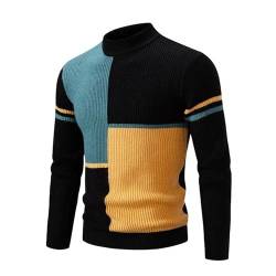 Herren-Strickpullover, lässig, Rundhalsausschnitt, Herbst und Winter, lässiger Pullover, warm, langärmelig, Pullover, Oberteile, Vintage-Farbblock-Stil, Herrenkleidung (Color : A, Size : M) von GifrAn