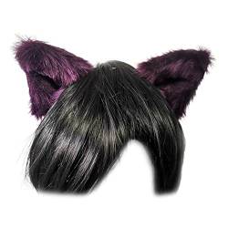 1 Paar 3D Pelz Katzenohren Haarspangen Kunstfell Tierohren Haarnadeln Haarnadeln Cute Cosplay Kostüm Kopfbedeckung Haarnadeln Dunkelviolett von Gift girl