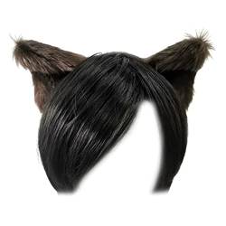 1 Paar 3D Pelz Katzenohren Haarspangen Kunstfell Tierohren Haarnadeln Haarnadeln Cute Cosplay Kostüm Kopfbedeckung Haarnadeln Kaffee von Gift girl