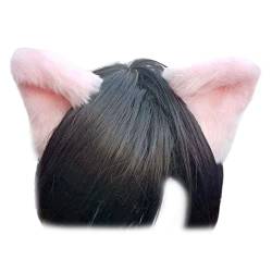 1 Paar 3D Pelz Katzenohren Haarspangen Kunstfell Tierohren Haarnadeln Haarnadeln Cute Cosplay Kostüm Kopfbedeckung Haarnadeln Rosa von Gift girl