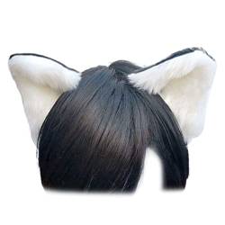 1 Paar 3D Pelz Katzenohren Haarspangen Kunstfell Tierohren Haarnadeln Haarnadeln Süße Cosplay Kostüm Kopfbedeckung Haarnadeln Schwarz Weiß von Gift girl
