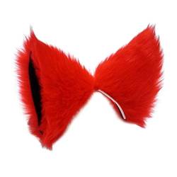 2 Paar Kunstfell Katzenohren Haarspangen niedliche pelzige Haarnadeln Haarnadeln Kostüm Kopfbedeckung für Damen Herren Rot Schwarz von Gift girl