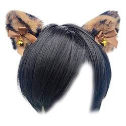 2 Paar Tigerohren-Haarspangen mit Glocke, niedliche pelzige Haarnadeln, Kunstfell-Ohren, Haarspangen, Cosplay, Party, Kopfbedeckung von Gift girl