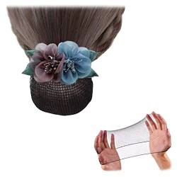 2 Stück Doppelblumen-Haarspangen Tüll Blumen Haarknoten Abdeckung Haarhalter Haarspangen für Frauen Mädchen Stil H von Gift girl