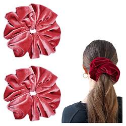 2 Stück Samt-Haargummis, nahtlos, Pferdeschwanz-Halter, spiralförmig, elastische Bänder, Haar-Accessoires, Orange von Gift girl