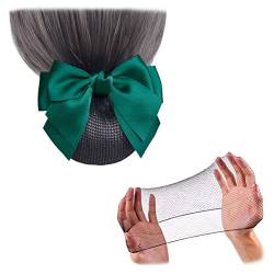 2 Stück Satin Schleife Haarknoten-Abdeckung Elastisches Haarnetz Ballett Tanz Elastische Haarhalter Haarnetz Dutt für Frauen Mädchen Grün von Gift girl