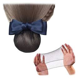 2 Stück Schleifen-Haarknoten-Abdeckung, Schleife, Haarnetz, elastische Haarnetz, Dutt Haarhalter für Balletttanz, Performance, Marineblau von Gift girl