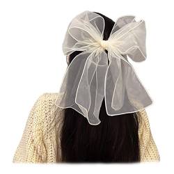 Haarspange mit großer Schleife, Organza-Haarspange, Haarschmuck, Haarschleier, Party, Hochzeit, Beige, 2 Stück von Gift girl
