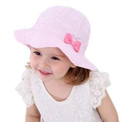 Baby Sonnenhut Mädchen Schirmmütze Kinder Hüte Flapper UV Schutz Caps Faltbarer Eimer Hut Weiche Baumwolle Strand Hüte Hut des Breiten Krempe Fischers rosa vertikal gestreifte ,48 cm/6-12 Monate von Gifts Treat