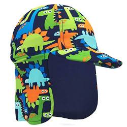 Gifts Treat Kinder Legionäre Hut, UPF 50+ Sonnenschutz Schwimmkappe Flap Hat im Dinosaurier-Muster für Kinder, Jungen Sonnenhut mit Nackenschutz Grün, 1-2 Jahre von Gifts Treat