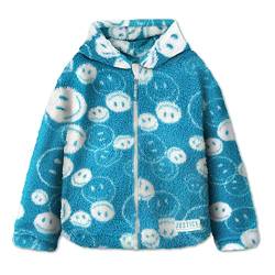 Kinder Mädchen Jacke Sherpa-Fleecejacke Softshelljacke Gefütterte Übergangsjacke Kapuzenpullover Fleece Jacken für Mädchen,Blau,16-18 Jahre von Gifts Treat