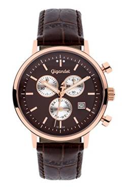 Gigandet Classico Herren-Armbanduhr Chronograph Quarz Analog Lederarmband braun G6-009 von Gigandet