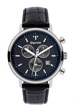 Gigandet Classico Herren-Armbanduhr Chronograph Quarz Analog Lederarmband schwarz G6-010 von Gigandet
