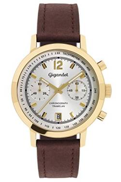 Gigandet Herren-Armbanduhr Chronograph Quarz Analog Leder Dunkelbraun Tramelan G10-005 von Gigandet