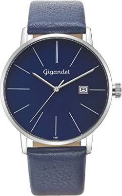 Gigandet Herren-Armbanduhr Minimalism Quarz Analog Leder blau G42-009 von Gigandet