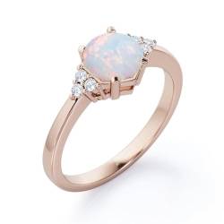 Gigirom Natürliche Opalringe for Frauen, Opal-Verlobungsring aus 925er Sterlingsilber, Weißgold/Roségold/Gelbgold, Ringgeschenk for Hochzeitstag (Color : Rose Gold, Size : 61(19.4)) von Gigirom