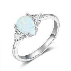 Gigirom Opal- und Moissanit-Verlobungsringe for Frauen, 925er Sterlingsilber, birnenförmiger Opal-Verlobungsring, Schmuckgeschenk mit Oktober-Geburtsstein for Sie (Size : 53(16.9)) von Gigirom