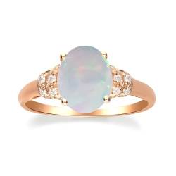 Gigirom Ovale Opalringe for Frauen, Verlobungsring mit natürlichem Opal, Opal-Ehering aus 925er Sterlingsilber, Jubiläums-Versprechensring-Geschenk for Sie (Color : 10K, Size : 50.6(16.1)) von Gigirom