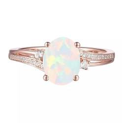 Verlobungsringe mit natürlichem Opal for Frauen, Roségold 925 Sterling Silber/10K/14K/18K Opalring, Verlobungsring for Braut, romantisches Geburtstagsring-Geschenk (Color : 10K, Size : 60(19.1)) von Gigirom