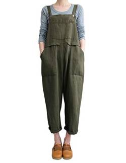 Gihuo Damen Casual Baggy Overall mit Taschen - Grün - Small von Gihuo