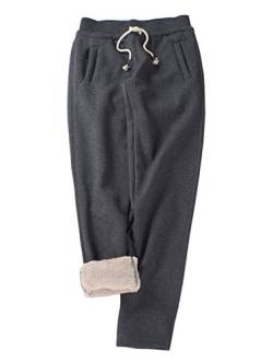 Gihuo Damen Winter Fleece Gefüttert Sweatpants Fleece Jogger Pants, 2# Dunkelgrau, X-Groß von Gihuo