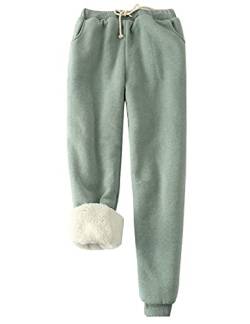 Gihuo Damen Winter Warm Fleece Pants Sherpa Gefüttert Sweatpants Jogger Trainingshose - Grün - Mittel von Gihuo