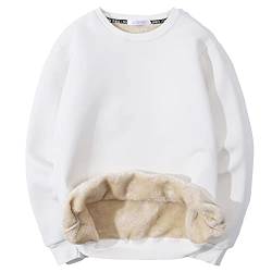 Gihuo Herren-Sweatshirt mit Rundhalsausschnitt, warm, Sherpa-gefüttert, Fleece-Oberteil, Sweatshirt, Weiss/opulenter Garten, Small von Gihuo