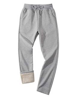 Gihuo Herren Winter Fleece Hose Sherpa gefütterte Jogginghose Active Running Jogger Pants, #2 Hellgrau (gerade Manschette), X-Klein von Gihuo