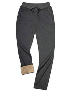 Gihuo Herren Winter Warm Fleece Pants Sherpa Fleece Gefüttert Jogginghose Sweatpants, 01 Grau (gerade Bündchen), Mittel von Gihuo