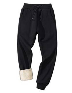 Gihuo Herren winter fleeceHosesherpa gezeichneter jogginghose aktivlauf jogger hosen groß schwarz von Gihuo