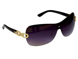 Gil-Design Große Sonnenbrille Damenbrille Brille Monoglas Eleganter Style Damen M 43 (Lila Gold Schwarz) von Gil-Design