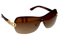 Große Sonnenbrille Damenbrille Brille Monoglas Eleganter Style Damen M 43 (Braun Gold Leopard) von Gil-Design