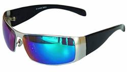 GANGSTER SONNENBRILLE Schwarz Blau Grün verspiegelt SPORTBRILLE MOTORRADBRILLE SPORT BRILLE (blau grün verspiegelt) von Gil SSC