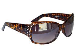 Gil SSC Damenbrille Pornobrille Sonnenbrille 80er mit Strass-Steinen und Nieten M 32 (Braun Leopard) von Gil SSC