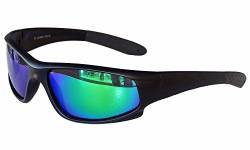 Gil SSC Sportbrille Sonnenbrille Radbrille Bikerbrille Motorradbrille verspiegelt Schwarz Black M 2 (Grün Blau) von Gil SSC