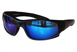 Gil SSC Sportbrille Sonnenbrille Snowboard Black matt verspiegelt Fahrradbrille Sport M 1 (Blau verspiegelt) von Gil SSC