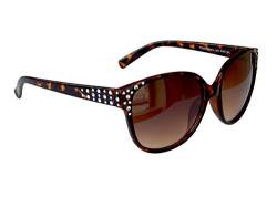 Stylische Damenbrille Sonnenbrille Pornobrille mit Strass-Steinen Brille Style Damen M 37 (Braun Leopard) von Gil SSC